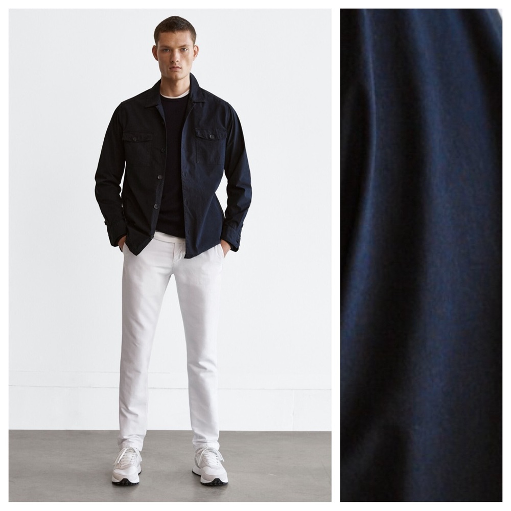Massimo Dutti Navy Button-Down Casual Shirt Jacket